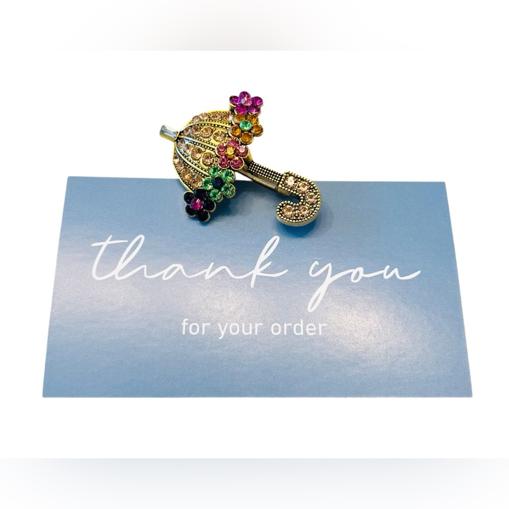 French-Style Gold-Toned Umbrella Brooch - Picture 5 of 5